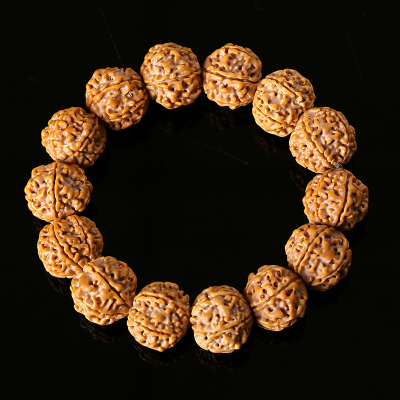 正宗尼泊尔六瓣大金刚菩提籽手串黄皮原色原籽满肉佛珠手链男女款送女朋友老婆情人节七夕生日礼物