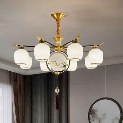 克罗斯塔 新中式全铜吊灯轻奢大气客厅灯中国风别墅餐厅卧室简约家用灯具