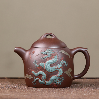 MULTIPOTENT宜兴紫砂壶老紫泥茶壶国家工艺美术师陈浩堆龙秦权300ml