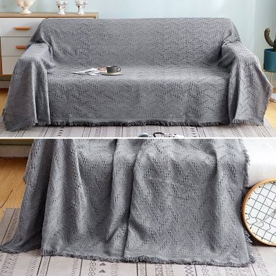 家柏饰(CORATED)北欧色沙发巾沙发布全盖毯子单简约沙发套沙发垫盖布罩 岩灰T格[] 230*250cm