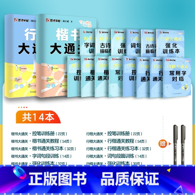 14本[楷书大通关+行楷大通关]赠2支白雪走珠笔 [正版]墨点楷书字帖荆霄鹏行楷字帖大通关公务员教资练字控笔训练速成