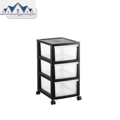 简易衣柜抽屉式收纳柜收纳箱收纳盒家用多层加厚塑料带轮储物架子 三维工匠