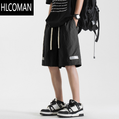 HLCOMAN短裤男款夏季新款直筒美式黑色工装裤高街潮牌宽松休闲五分裤