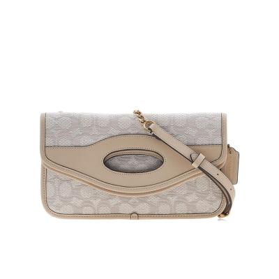 COACH牛皮光滑皮革女士可调节肩带徽标斜挎包小号通勤手提包