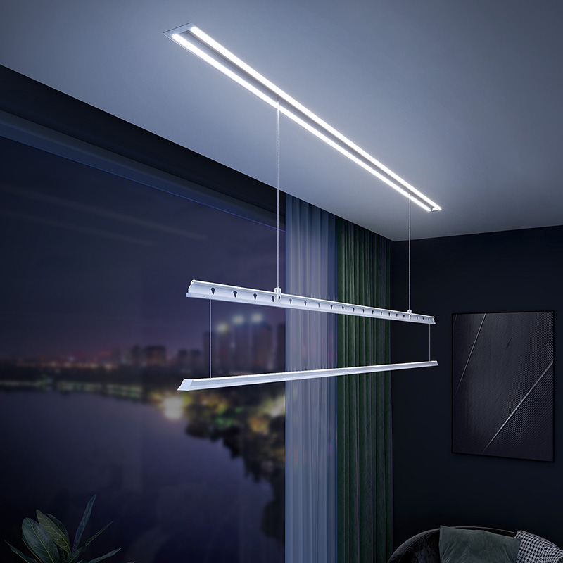 盼盼电动隐形晾衣架遥控自动升降隐藏式晾衣杆照明轻抬上升