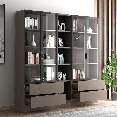 森美人北欧书柜带玻璃自由组合家用简约现代经济型组装落地办公储物柜