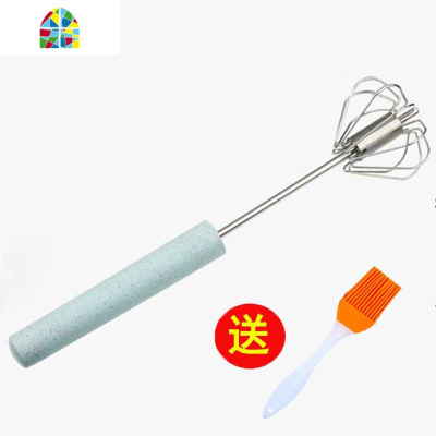 半自动手动打蛋器手持式不锈钢搅蛋棒鸡蛋奶油搅拌器厨房烘焙用具 FENGHOU 中号不锈钢手柄(送油刷1只)