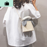 编织包包女包新款2020夏天休闲编手提水桶包纯色百搭单肩斜挎包NEW LAKE女士单肩包