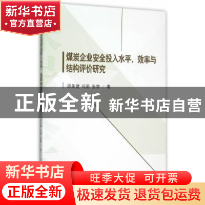 正版 煤炭企业安全投入水平、效率与结构评价研究 梁美健,闫蔚,