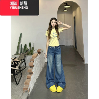 YIBUSHENG设计感小众chic港味浅黄色正肩短袖T恤女季多巴胺辣妹修身上衣