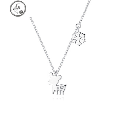 小鹿雪花项链女纯银简约学生森系一鹿有你锁骨链圣诞节送闺蜜 JiMi