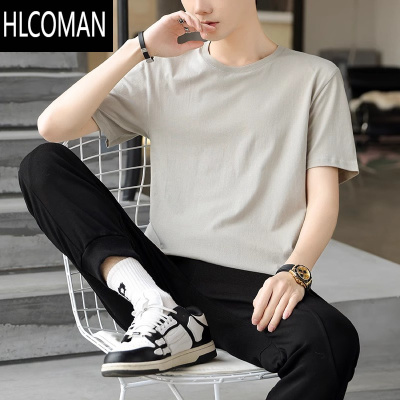 HLCOMAN新疆长绒棉短袖男士夏季新款长袖体恤休闲春季男生上衣服T恤