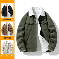 男装冬季加厚羊羔绒棉衣休闲复古翻领工装棉衣夹克男保暖潮牌上衣