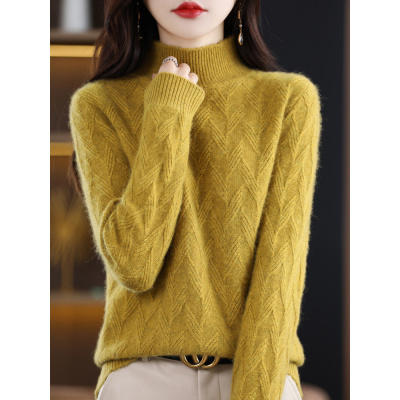 纯色针织衫女秋冬新款半高领毛衣加厚洋气显瘦套头内搭打底衫