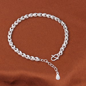 麦穗银手链女纯银简约个性时尚新款大麦足银手饰送女友生日礼物送女朋友老婆情人节七夕生日礼物 均色