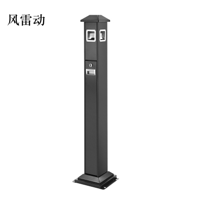 风雷动不锈钢垃圾桶烟蒂柱灭烟桶带烟灰缸室外电梯口立式黑色屋顶黑色四边固定