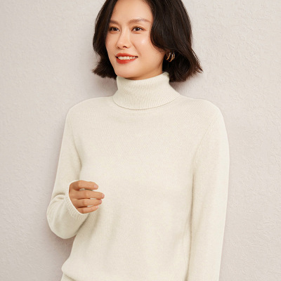 秋冬保暖高领羊绒针织衫女时尚宽松羊毛衫纯色百搭毛衣打底