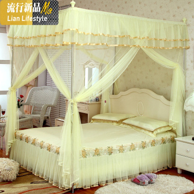 加密加厚1.2/1.8m米床家用不锈钢落地四方帐宫廷公主网红蚊帐1.5 三维工匠