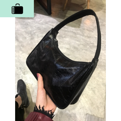 肯豆savi同款包女复古腋下包PU皮单肩手拎hobo包饺子包迷你小包潮NEW LAKE 黑色女士单肩包