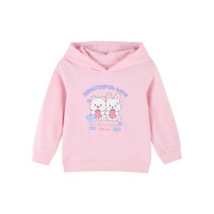 [1件3折]秋季新款女童带帽长袖T恤卡通萌趣图儿童T恤休闲连帽T恤