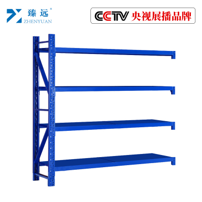 臻远中型仓储货架置物架仓库铁架子地下室货架~蓝色四层副架200*50*200