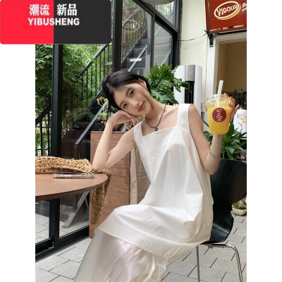 YIBUSHENG设计感不规则拼接背心连衣裙女装季宽松气质A字裙长裙
