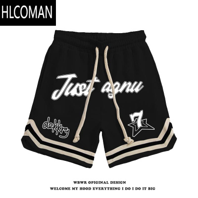 HLCOMAN美式潮牌篮球运动抽绳短裤男ins夏季痞帅街头外穿直筒休闲五分裤
