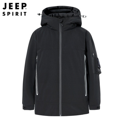 JEEPspirit男羽绒服冬季休闲加厚潮流连帽防寒保暖鸭绒外套5333