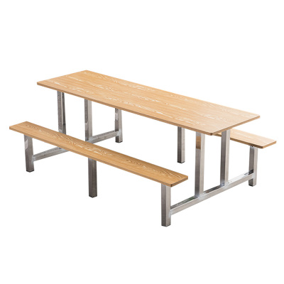 阿拉贡学校食堂不锈钢餐桌椅4人6人8人位员工饭堂连体快餐桌椅组合8人位防火板