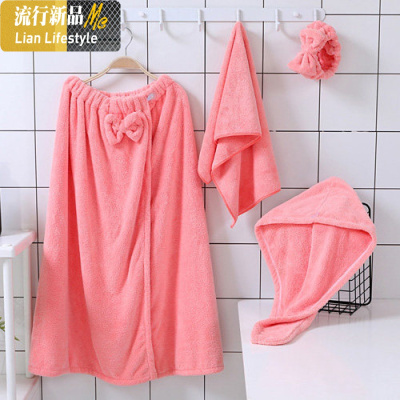 浴巾女可穿可裹比棉吸水浴裙性感家用大毛巾速干三件套ins风 三维工匠