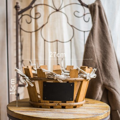 家柏饰(CORATED)手工木片收纳篮筐 亚麻里衬小黑板 装饰杂物收纳美式复古