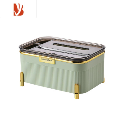 三维工匠纸巾盒抽纸盒客厅创意轻奢多茶几摆台多遥控器桌面收纳盒 轻奢风 浅水绿