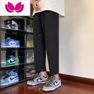 七斓夏季潮流休闲裤男士韩版宽松束脚九分裤潮牌冰丝薄款运动裤男夏天