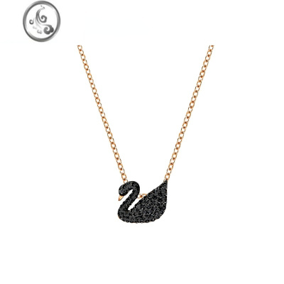 JiMi天鹅项链女轻奢高级感s925银银2023款玫瑰金锁骨链女友情人节礼物