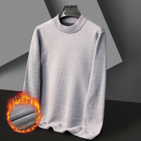 细软雪貂毛休闲针织衫半高领保暖加绒加厚雪貂纯色青年简约打底衫