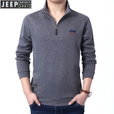 JEEP SPIRIT卫衣男士外套大码体恤衫半拉链宽松长袖青年上衣