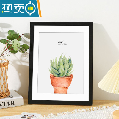 敬平原木色相框挂墙画框装裱8k4k实木质儿童美术作品展示架20寸12批发 黑色 A3[可放29.7*42厘米]