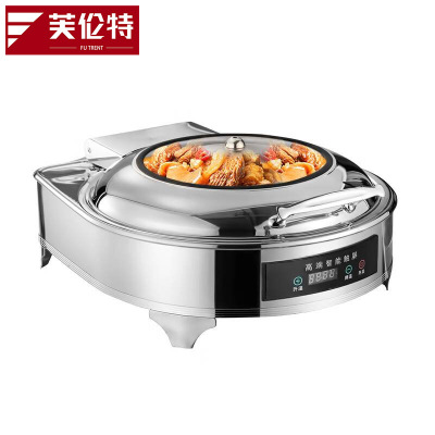 芙伦特 厨房保温售饭机数显温控圆形液压餐炉不锈钢透视窗口智能触控布菲炉保温餐炉FLT-GT-BSWBFLY-6