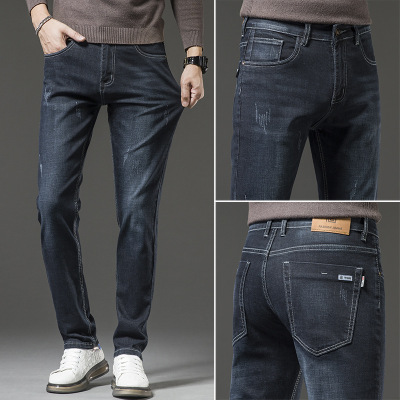 韩版时尚男士弹力牛仔裤男春季常规宽松小直筒长裤百搭休闲运动裤