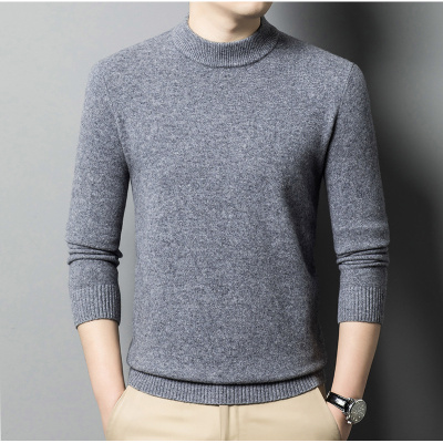 濮院男士羊毛衫冬季新款半高领加厚保暖450克纯色打底针织毛衣男