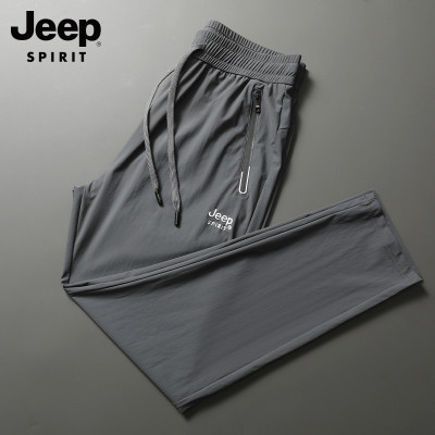 JEEP SPIRIT运动休闲裤男式弹力松紧抽绳腰薄料直筒休闲裤