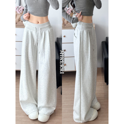 美式休闲运动裤女新款宽松bf慵懒风小个子休闲秋天垂感阔腿裤_62