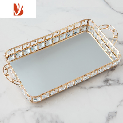 三维工匠轻奢网红水晶纸巾盒客厅餐厅遥控器收纳盒茶几花艺烟灰缸摆设 水晶镜面托盘