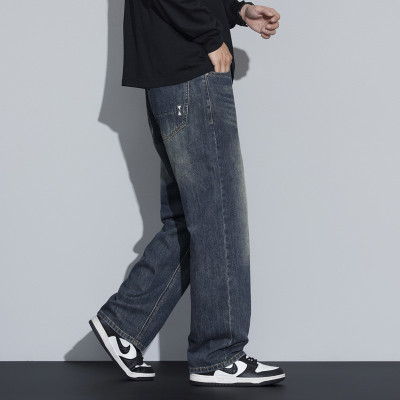 JEEP SPIRIT秋冬宽松直筒牛仔裤男生复古高街基础简约百搭牛仔裤男裤子