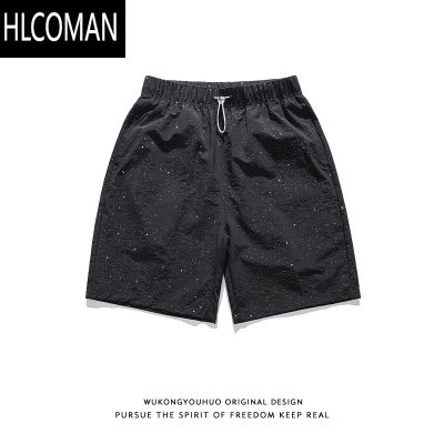 HLCOMAN潮牌夏季满天星抽绳松紧五分裤男女街头宽松百搭休闲短裤