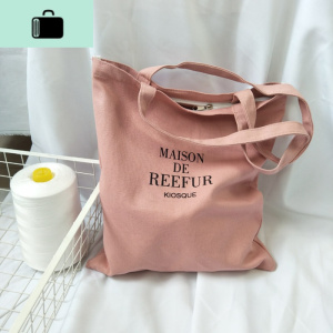 帆布包女单肩手提日韩国文艺简约森系印花学生书包百搭小清新布袋NEW LAKE 皮粉单肩字母包女手包 皮粉单肩字母包