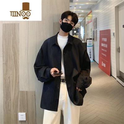 YANXU轻熟风冰丝衬衫男夏季宽松感日系长袖休闲衬衣痞帅防晒外套男