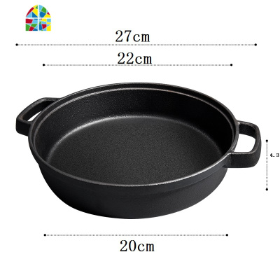 铸铁加厚电磁炉平底锅无涂层牛排煎锅烙饼锅手工铁锅双耳炒锅 FENGHOU 35cm单盘送烤肉夹电磁炉燃气