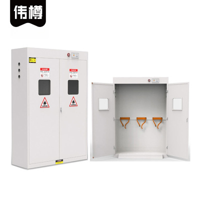伟樽防爆气瓶柜白色三瓶二代报警器1200*450*1900mm台