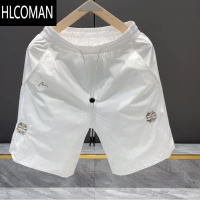 HLCOMAN欧货短裤男2025夏季透气舒适薄款时尚刺绣百搭速干男士休闲五分裤